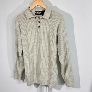 90’s Cortina Italia Ribbed Knit Polo Sweater Italian Minimal Quiet Luxury